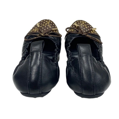 Louis Vuitton Flirty Line Monogram Flat Shoes Leather Black Brown Gold Ballet