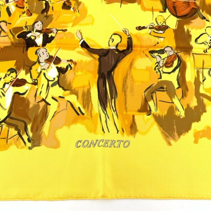 Hermes Carre 90 Concerto Scarf Yellow Tone