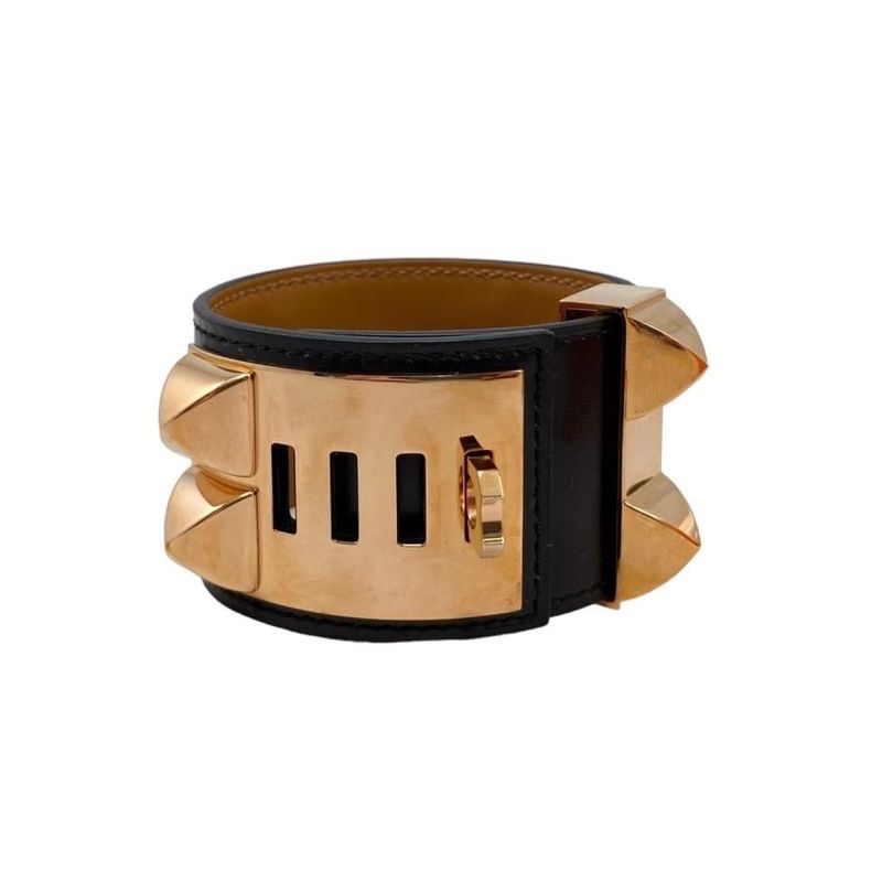 Hermes Bracelet Collier de Chien H068440cd89t2 U Engraved Leather Medallion