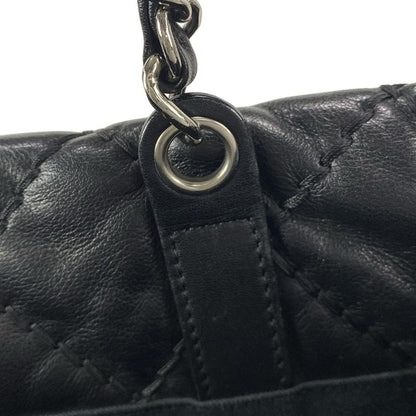Chanel Tote Bag Wild Stitch Black Chain Shoulder/silver Hardware Leather