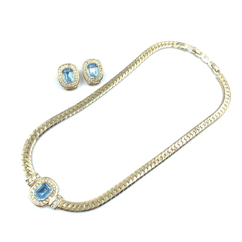 Christian DIOR Necklace And Ear Ring Set With Sapphires