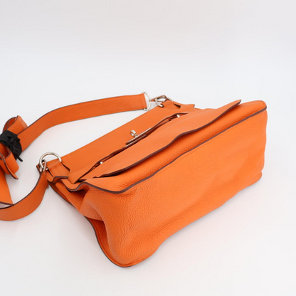 Hermes Gipsyère 34 Orange Silver Hardware □R Engraved Circa 2014 Unisex