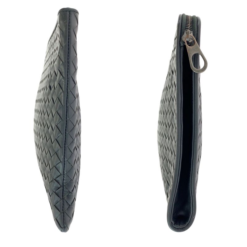 Bottega Veneta Bottega Veneta Intrecciato Gray Silver Hardware Leather Clutch