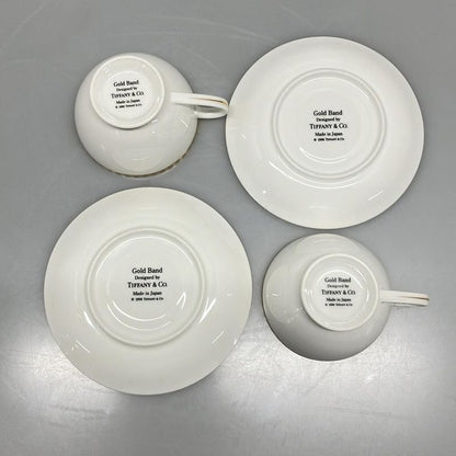 Tiffany & Co Cups & Saucers Similar Gold Band White & Gold Set Of 2