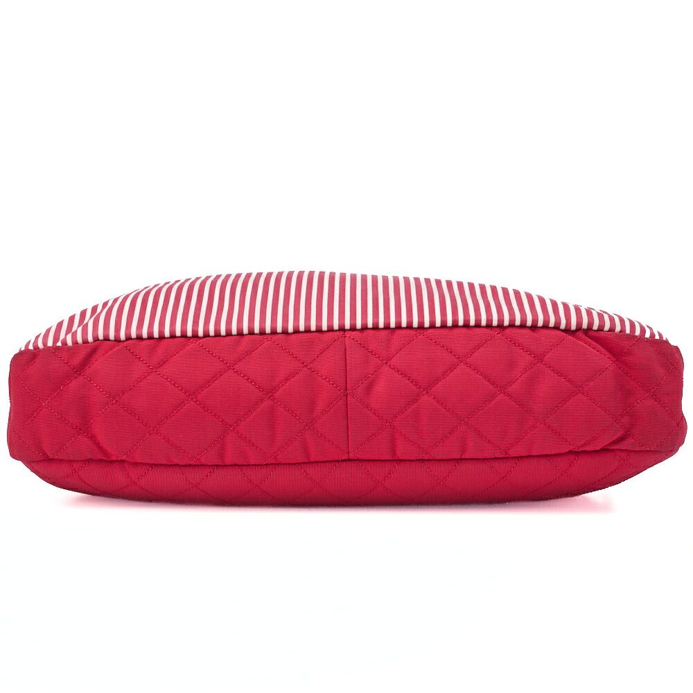 Chanel Chain Shoulder Bag With Coco Charm Striped Canvas Bicolor Silver