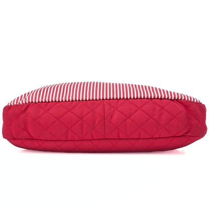 Chanel Chain Shoulder Bag With Coco Charm Striped Canvas Bicolor Silver