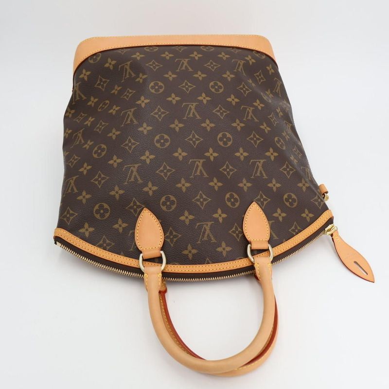 Louis Vuitton Monogram Lock It MM Handbag Tote Bag M40606 Brown PVC Leather