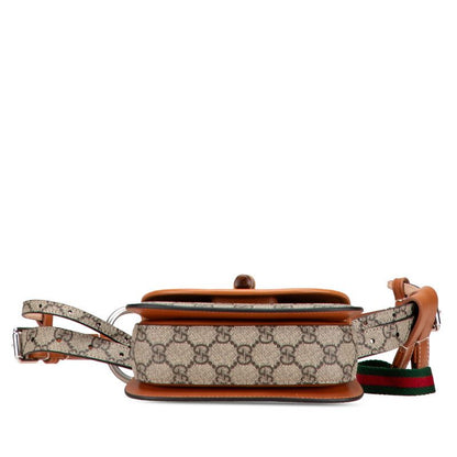 Gucci GG Supreme Bamboo Belt Bag Waist Bag 681137 Beige Brown PVC Leather