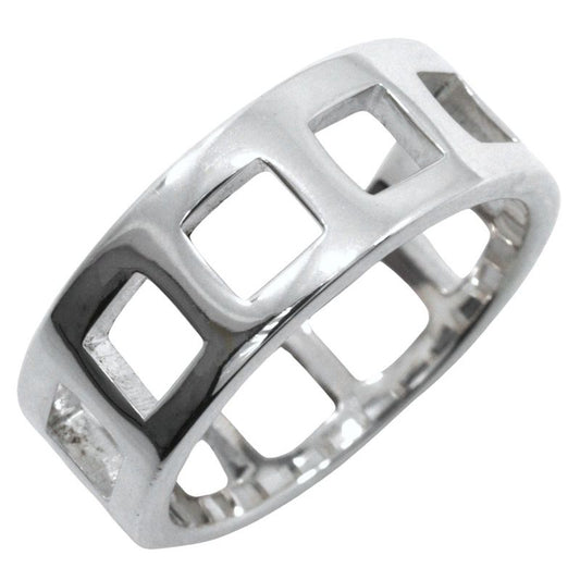 Gucci Open Square Silver 925 Size 12 Ladies 4.3g Ring