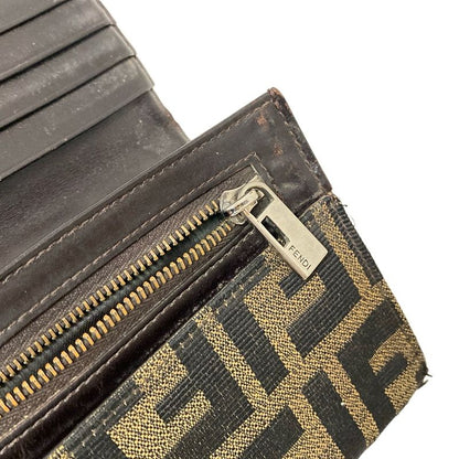 Fendi Long Wallet Zucca Pattern 8m0009 Beige And Black