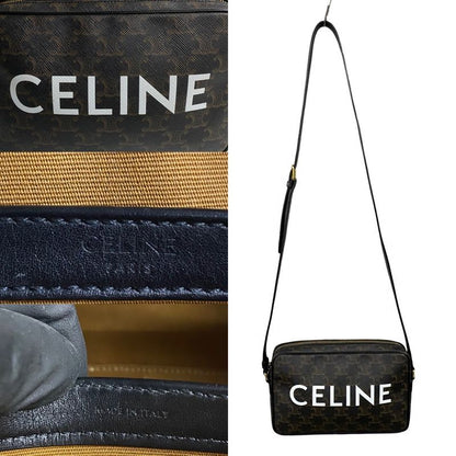 Celine Triomphe Messenger Medium Leather Mini Shoulder Bag Pochette Black 33540