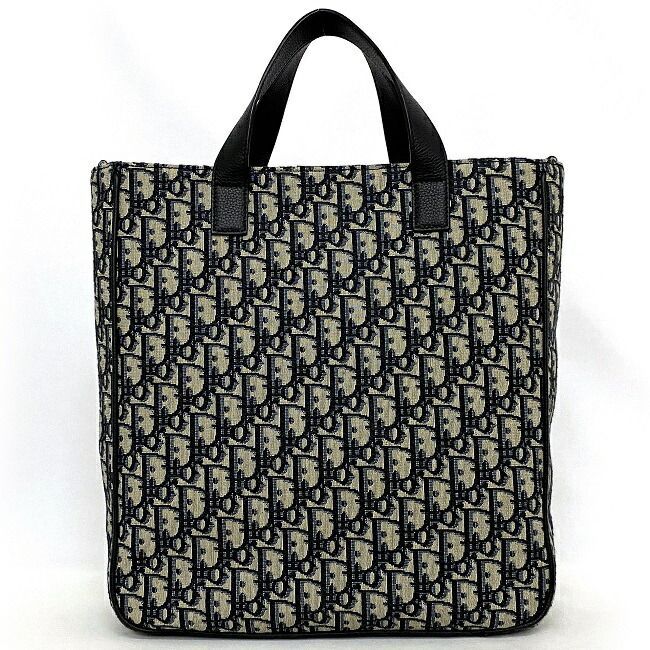 Christian Dior Tote Bag Navy Gray Oblique