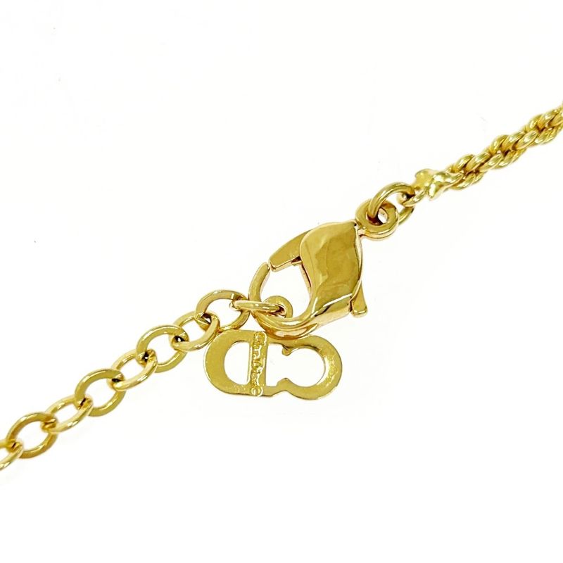 Dior GP Rhinestone Emblem Round Necklace Gold 477635 Necklace