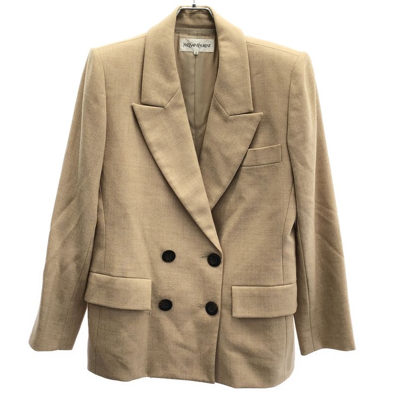 Yves Saint Laurent Wool Double Jacket Beige 36