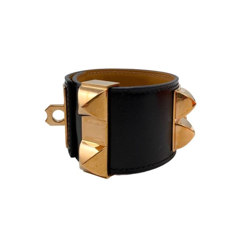 Hermes Bracelet Collier de Chien H068440cd89t2 U Engraved Leather Medallion