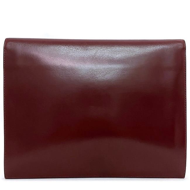 Hermes Clutch Bag Fako Bordeaux Excellent Condition Leather Box Calf