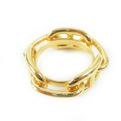 Hermes Lucade Chaine D'ancre Scarf Ring GP Gold With Box Ladies