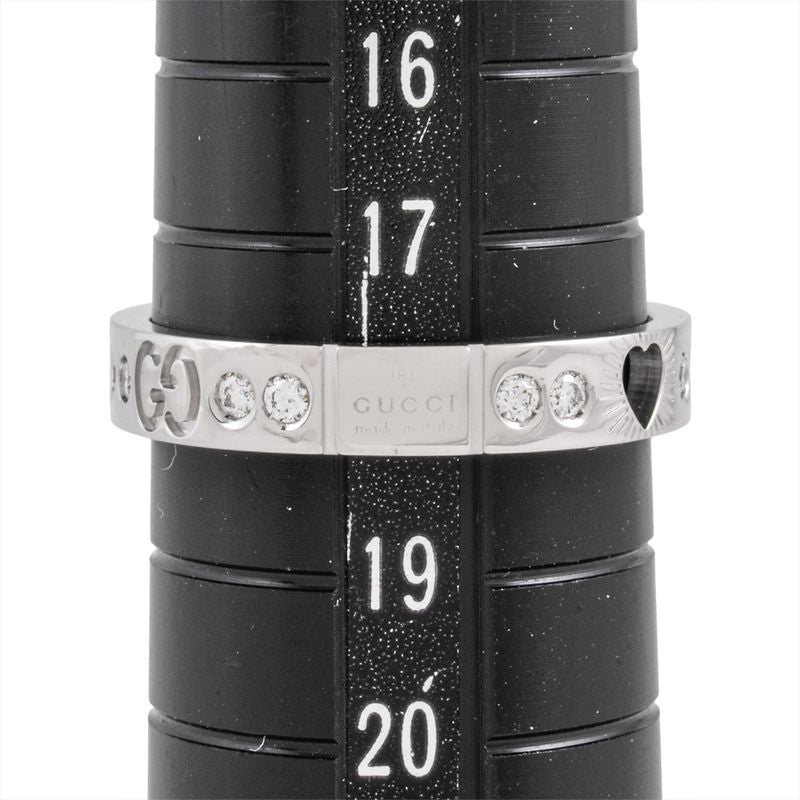 Gucci Icon Heart Ring #19 White Togo Old Unisex