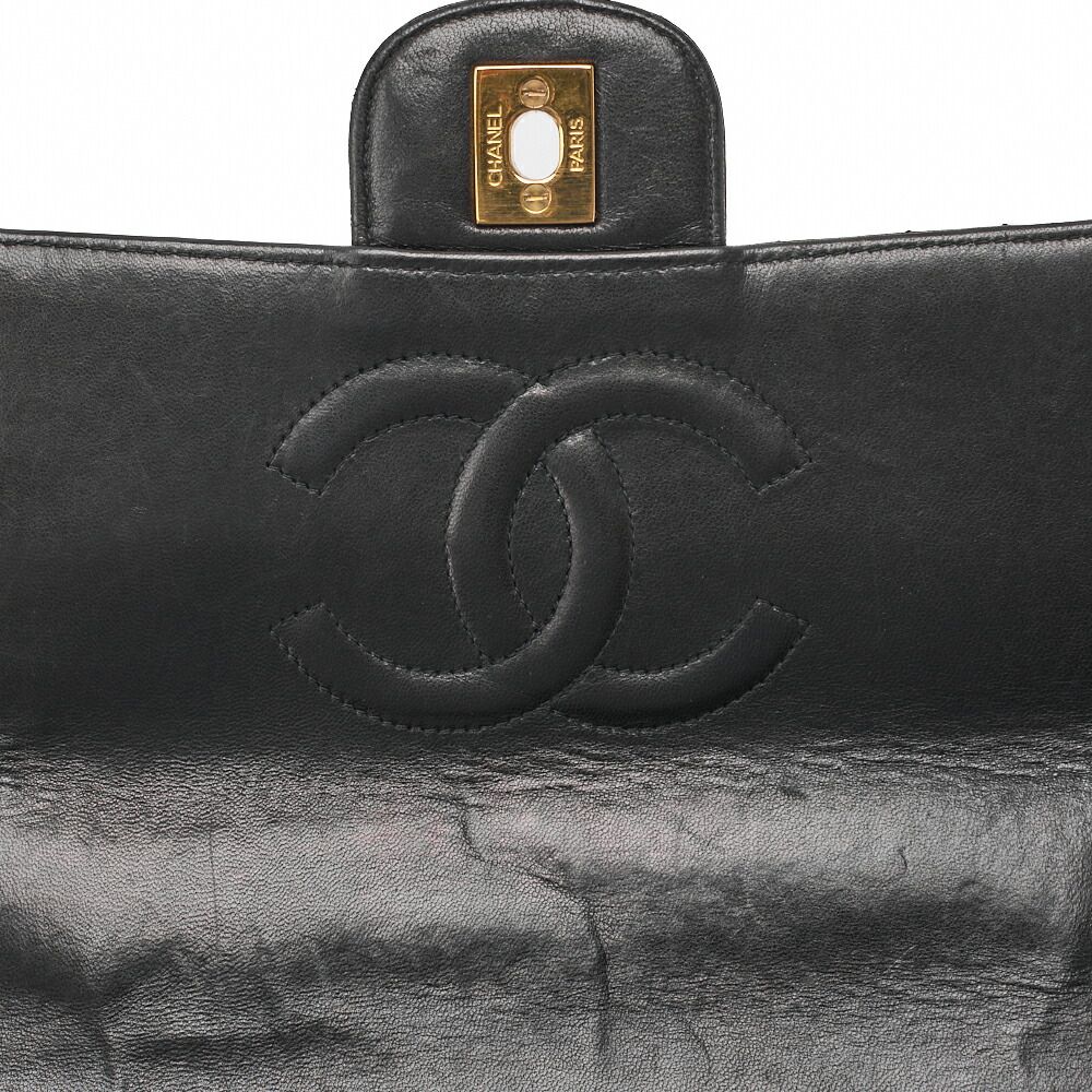 Chanel Handbag Matelasse Coco Top Handle Flap Bag Lambskin Black Gold