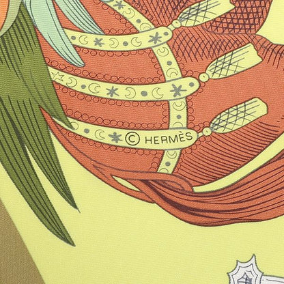 Hermes Scarf Carre 90 Carre Silk Green Yellow and Orange [della Cavalleria