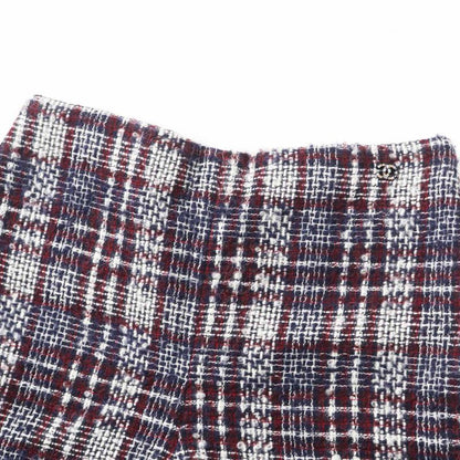CHANEL 22AW P73601 Tweed Shorts With Rhinestone Coco Mark Navy Bordeaux White