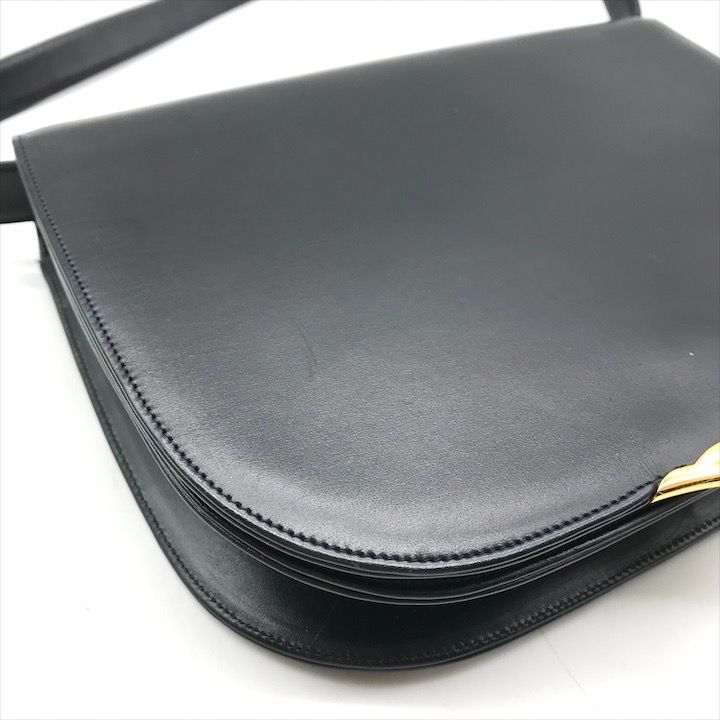 Cartier Sapphire Leather Gold Shoulder Bag Navy Purse