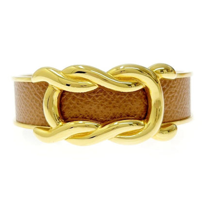 Hermes Leather GP Knot Bangle Women's Brown Gold 364000 Bangle