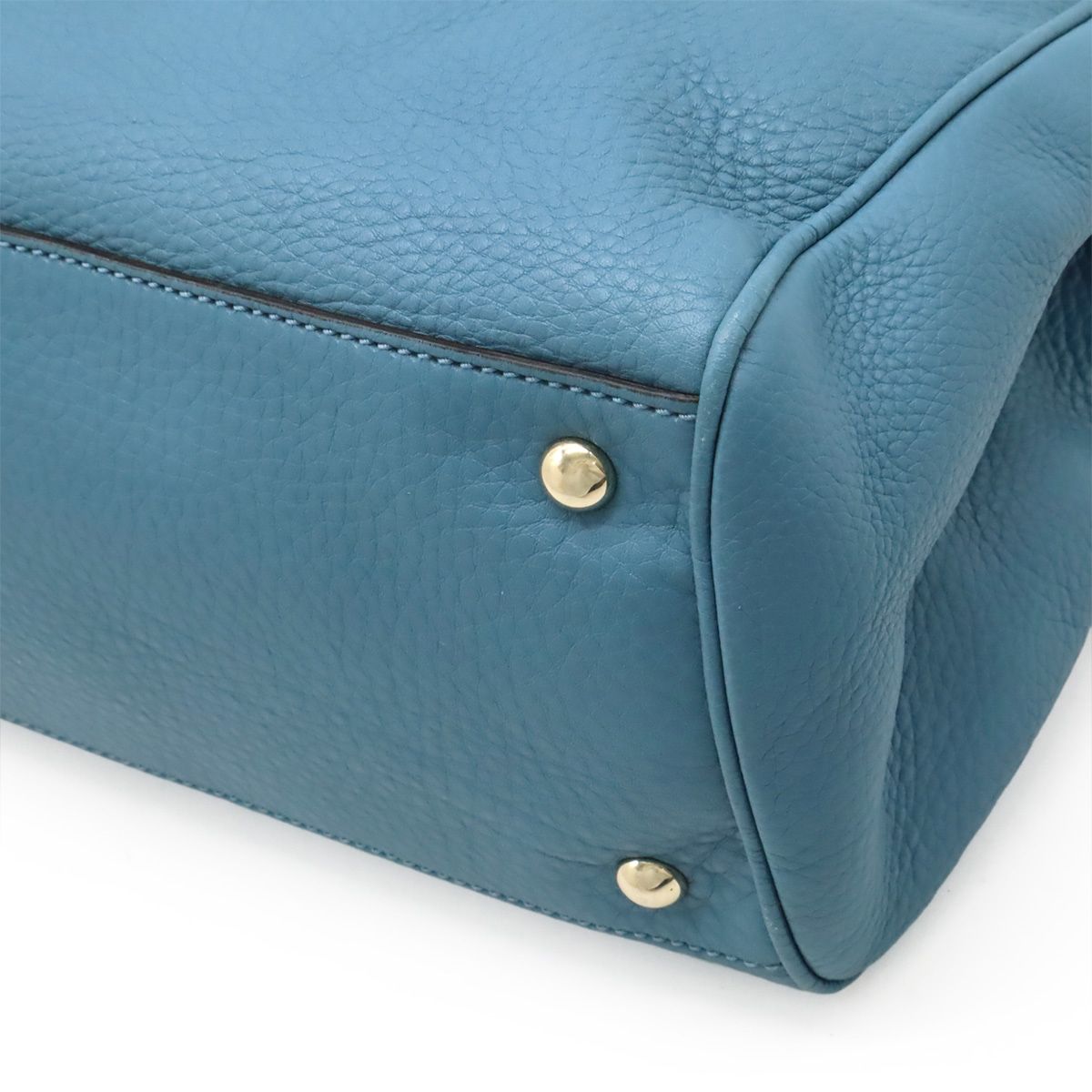 Gucci Bamboo Shopper Medium Size Leather Tote Handbag 2WAY Shoulder Bag Blue