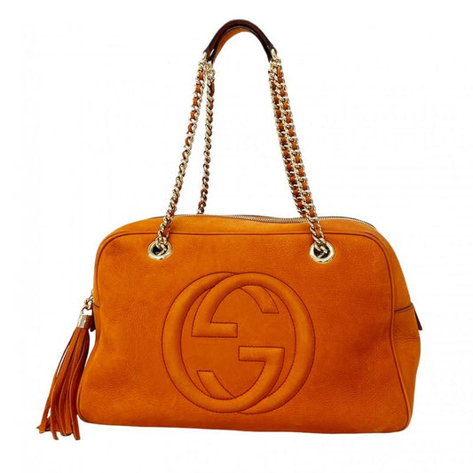 Gucci Shoulder Bag Soho 353126 Leather Brown Chien Pan Gold Hardware Women's