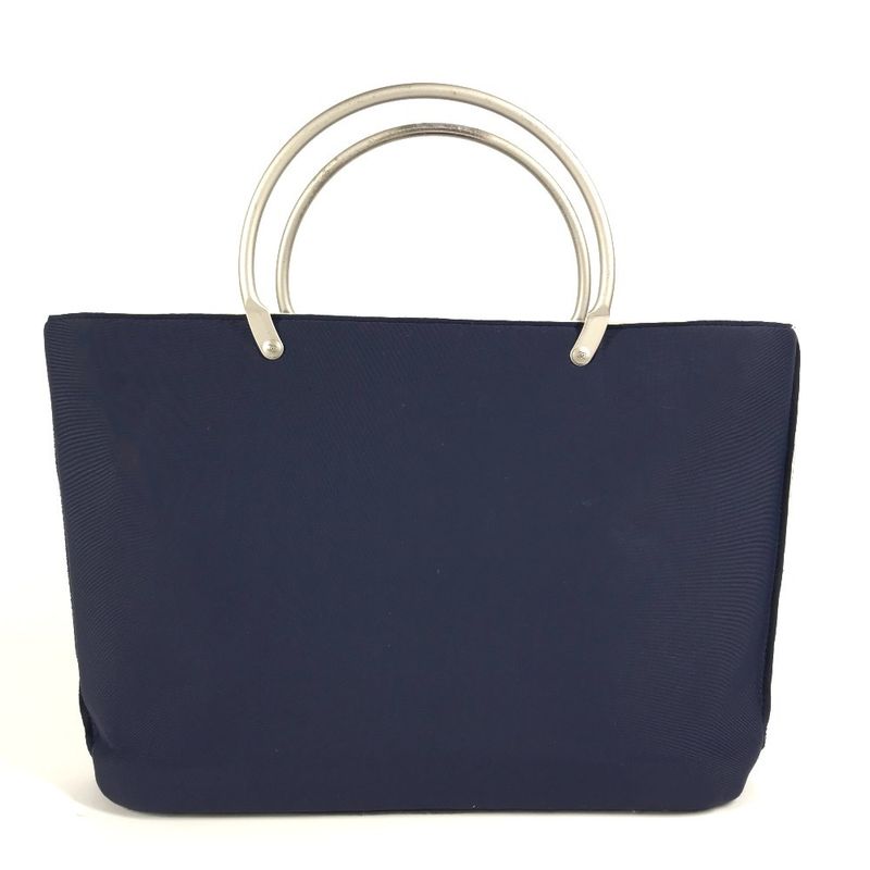 Chanel Handbag Metal Handle Polyamide Navy