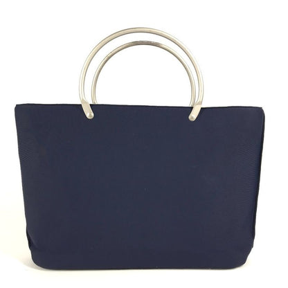 Chanel Handbag Metal Handle Polyamide Navy