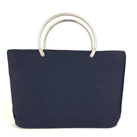 Chanel Handbag Metal Handle Polyamide Navy
