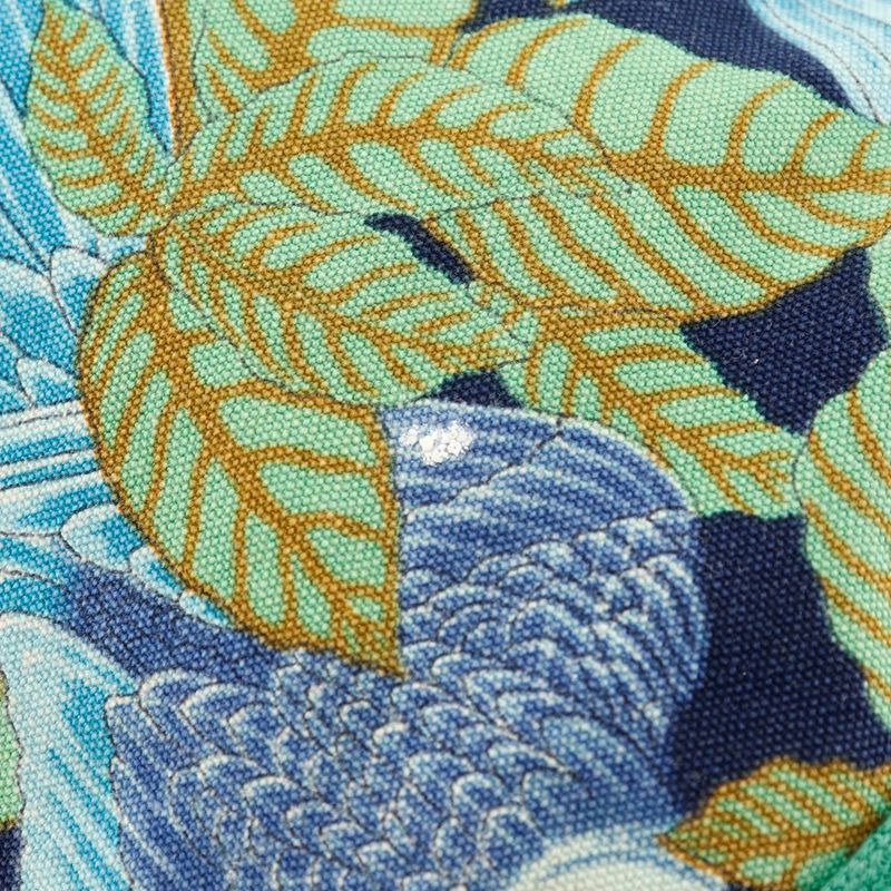 Hermes One Shoulder Botanical Pattern Bird Pattern Vintage Cotton Green Women