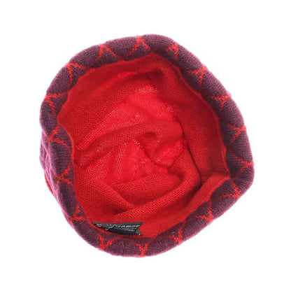 Chanel Coco Mark Bicolor Cashmere Beanie Knit Cap Red Purple