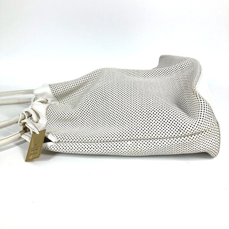 Gucci Shoulder Bag Perforated Mesh Logo 90644 Leather White