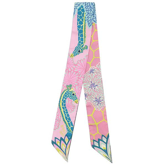 Hermes Scarf Twillie Silk Rose Bonbon X Canard X Jeanne Fluo [the Three Graces