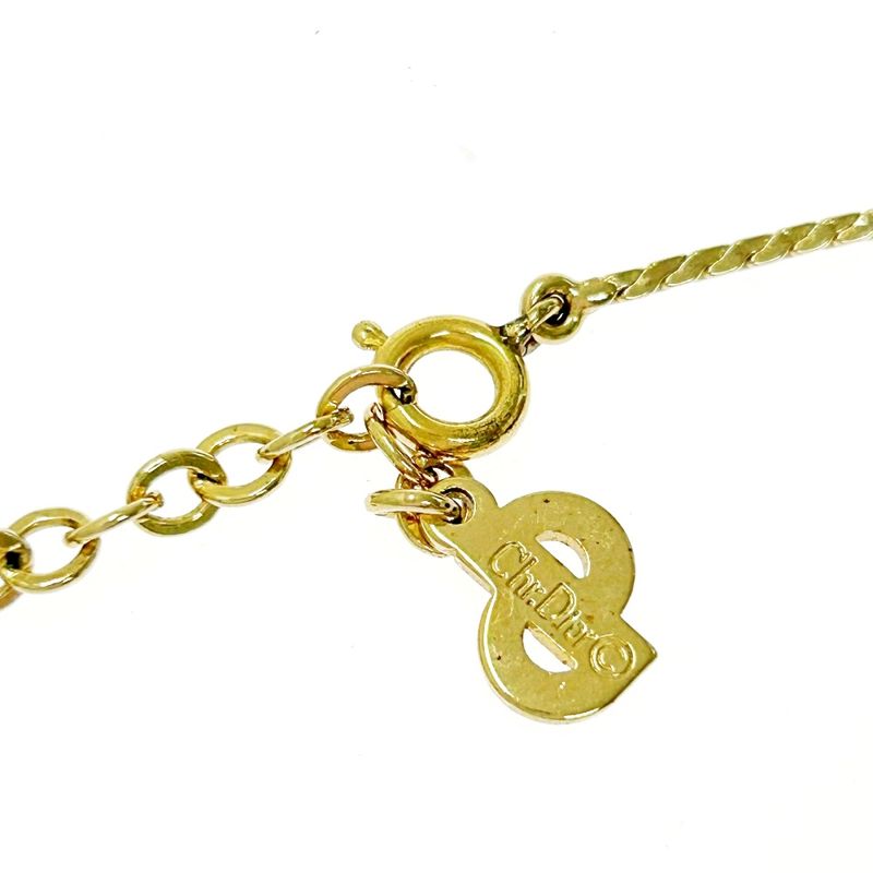Christian Dior GP Rhinestone Dior Logo Heart Necklace Gold 440468 Necklace