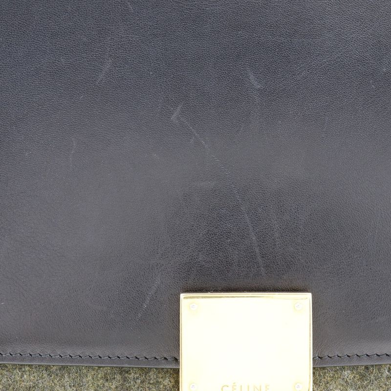 Celine Trapeze Felt And Calf Black/gray Women's Handbag