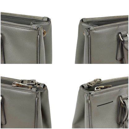 Prada Galleria 2WAY Mini Tote Shoulder Bag Saffiano Leather Light Gray