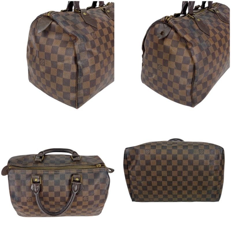 Louis Vuitton Speedy 30 Damier Leather Handbag Mini Boston Bag Brown