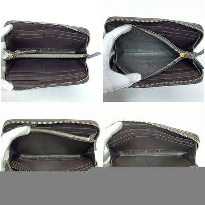 Bottega Veneta Round Zipper Long Wallet Brown Intrecciato