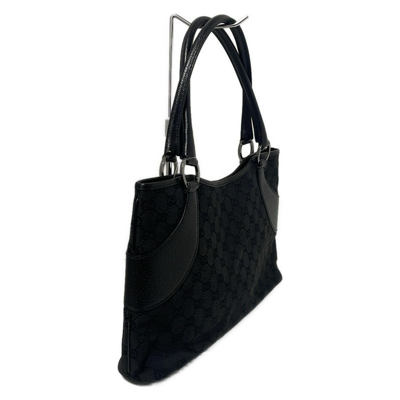 Gucci Tote Bag GG Pattern 113015 Black Leather