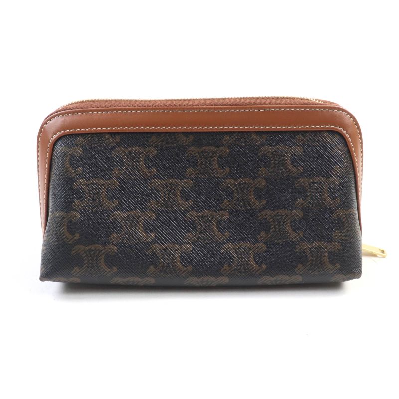 Celine 4m5032czj Cosmetic Lipstick Pouch Triomphe Canvas Leather Cosmetic Pouch
