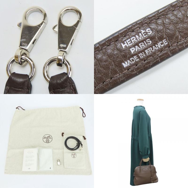 Hermes Handbag Bolide 31 Togo Chocolat Dark Brown Silver Hardware 2WAY Shoulder