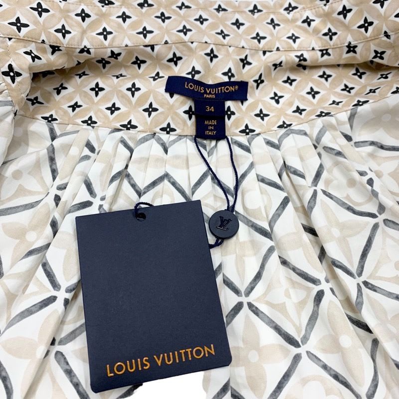 Louis Vuitton By The Pool Blouse Shirt Cotton Beige Monogram Cape