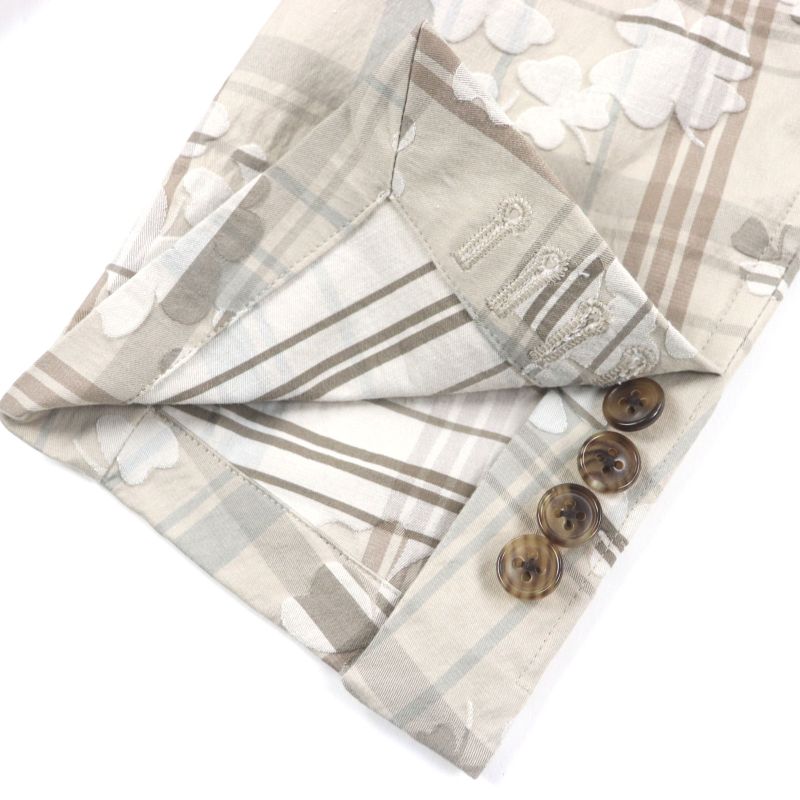  Hermes Clover Checked Single Cotton Jacket Ancon Tailored Jacket Beige 50