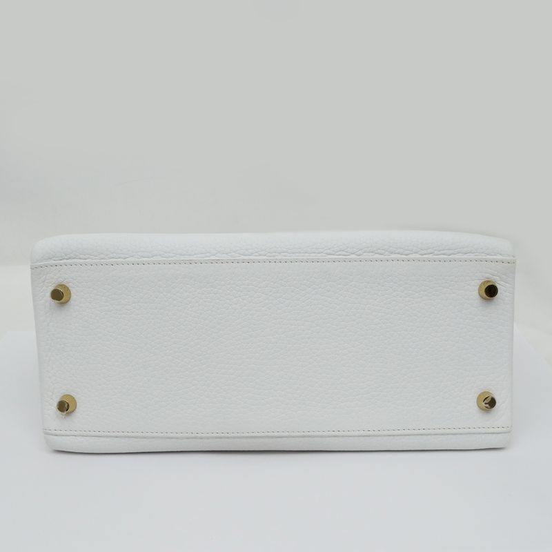 Hermes Kelly 28 Blanc Gold Hardware Y Engraved Taurillon Inner Sewing