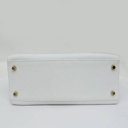 Hermes Kelly 28 Blanc Gold Hardware Y Engraved Taurillon Inner Sewing