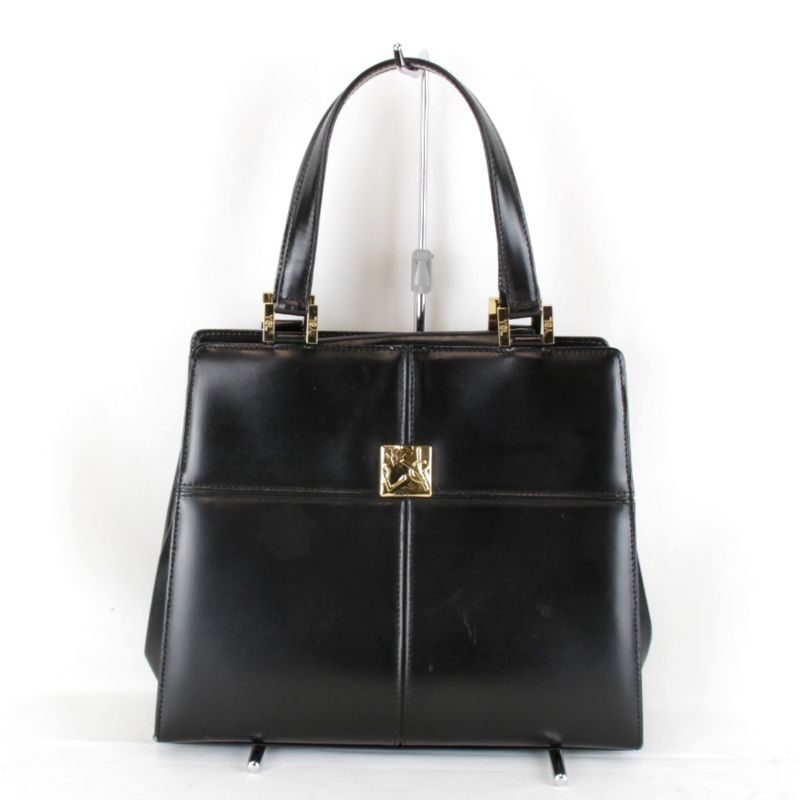 Yves Saint Laurent Vintage Logo Gold Hardware Bag Handbag Leather Black