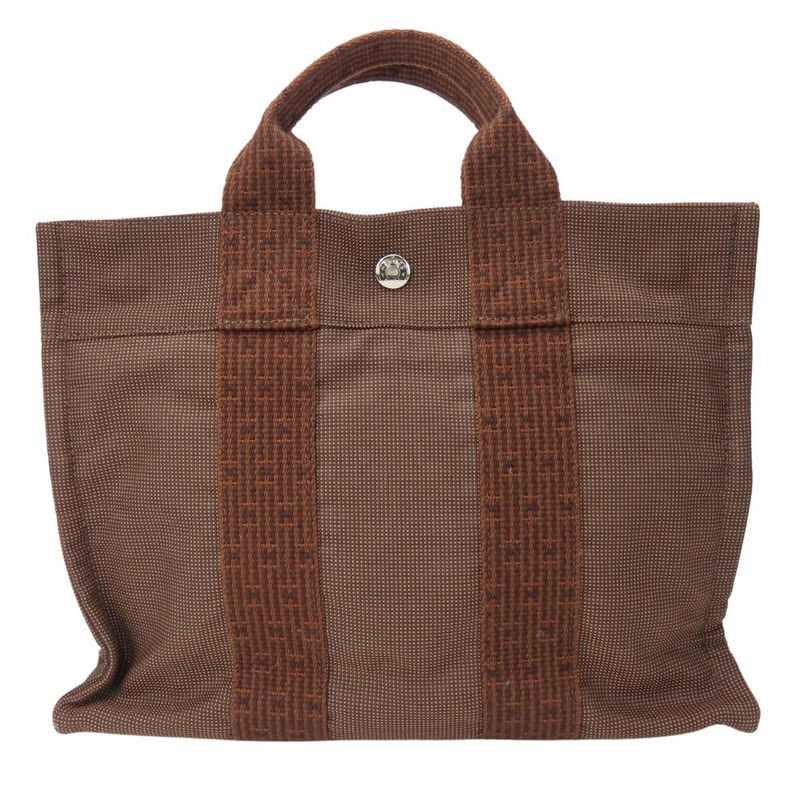 Hermes Handbag Tote PM Her Line Canvas Brown Old Hardware Casual Usual Women